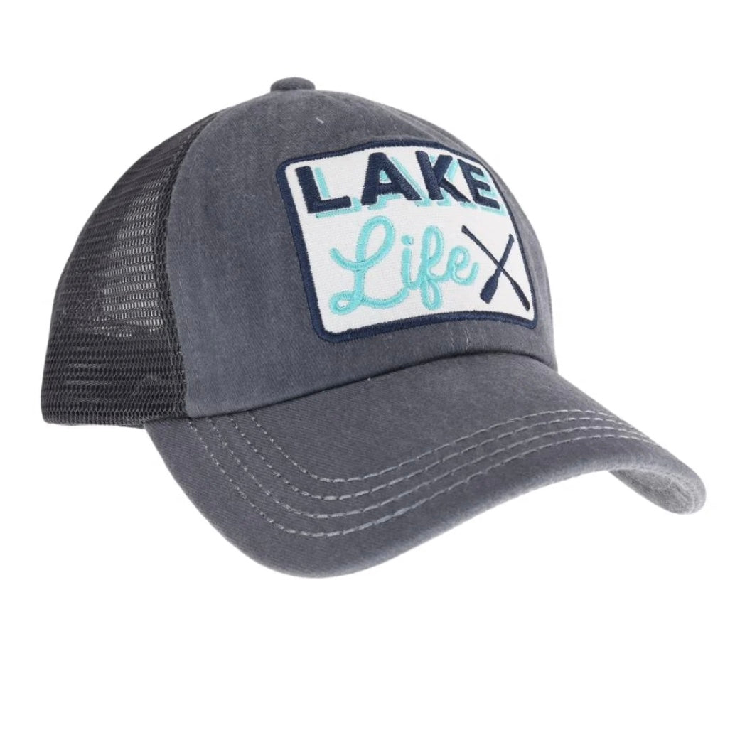 Embroidered Lake Life Patch High Pony Criss Cross Ball Cap MBT7008