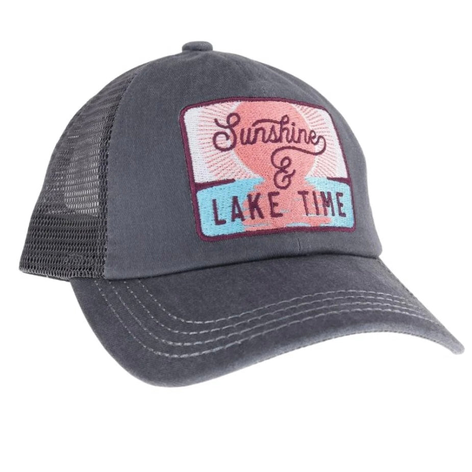 Embroidered Sunshine & Lake Time Patch High Pony Criss Cross Ball Cap MBT7006