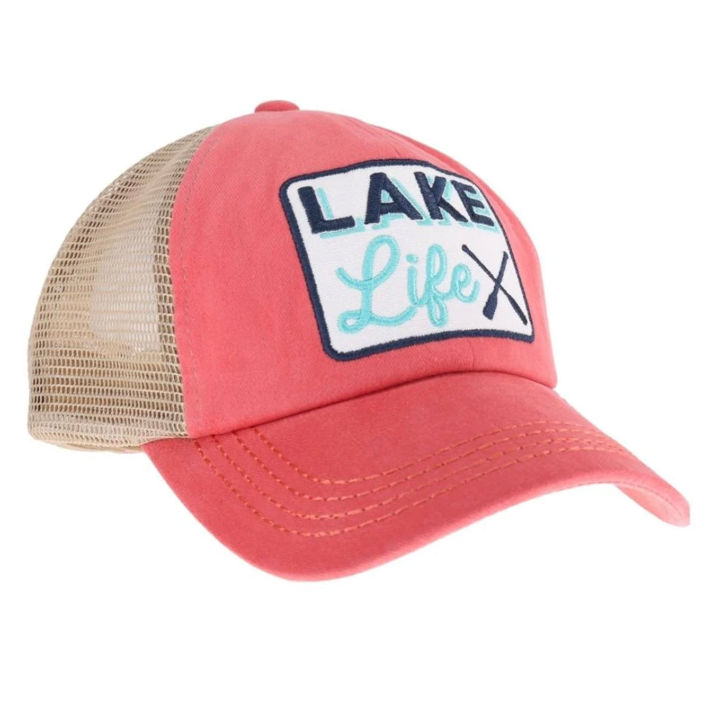 Embroidered Lake Life Patch High Pony Criss Cross Ball Cap MBT7008