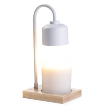 Load image into Gallery viewer, White &amp; Wood Arched Candle Warmer Lamp
