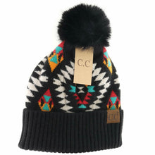Load image into Gallery viewer, Aztec Fur Pom Beanie
