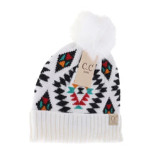 Load image into Gallery viewer, Kids Aztec Patterned Faux Fur Pom KIDS3001
