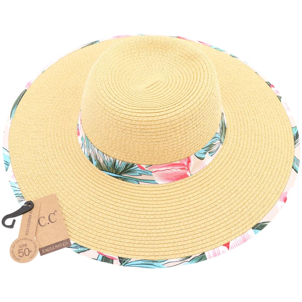 Sunhat - Wide Brim Hat w/Summer Floral Print