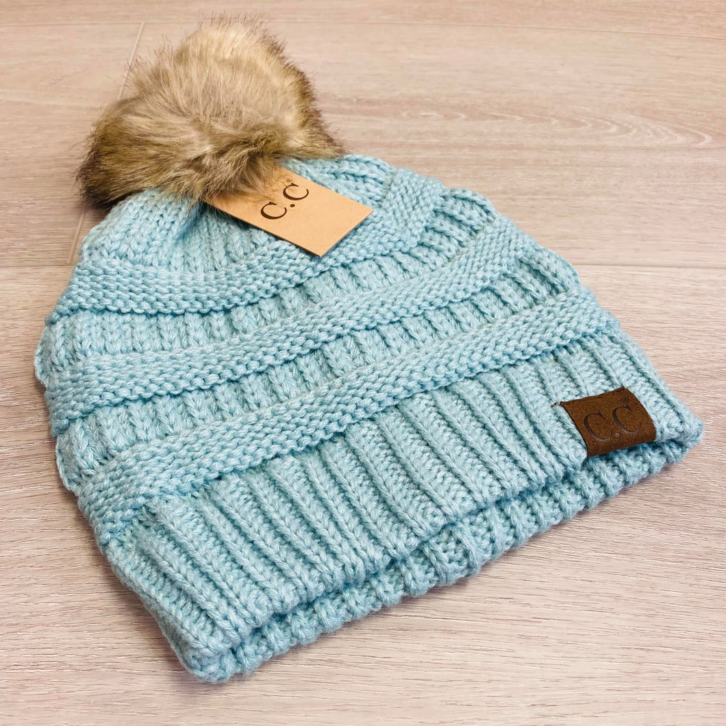 Fur Pom Beanie Unlined HAT43