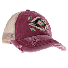 Load image into Gallery viewer, Distressed Aztec Criss Cross Ball Cap BT1018
