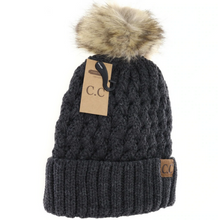 Load image into Gallery viewer, Lattice Stitch Fur Pom Lined Beanie YJ826
