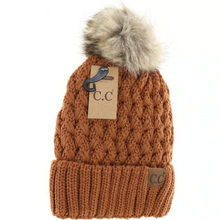 Load image into Gallery viewer, Lattice Stitch Fur Pom Lined Beanie YJ826
