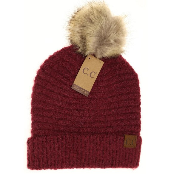 Boucle Knit with Pom HAT7006