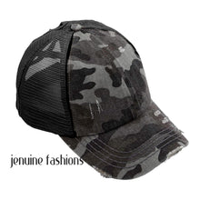 Load image into Gallery viewer, Distressed Camouflage Criss-Cross Ponytail BT783
