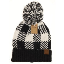 Load image into Gallery viewer, Plaid Beanie with Pom
