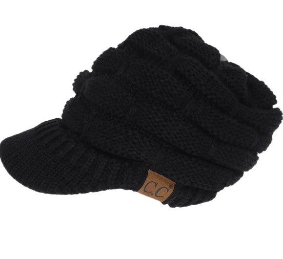 Ribbed Knit Hat with BrimYJ2023